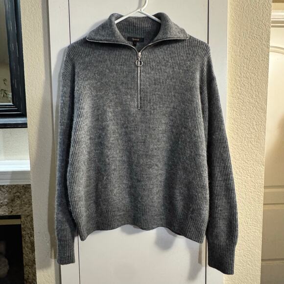 Quince Gray Baby Alpaca Wool Quarter Zip Sweater Size Large - Picture 3 of 8